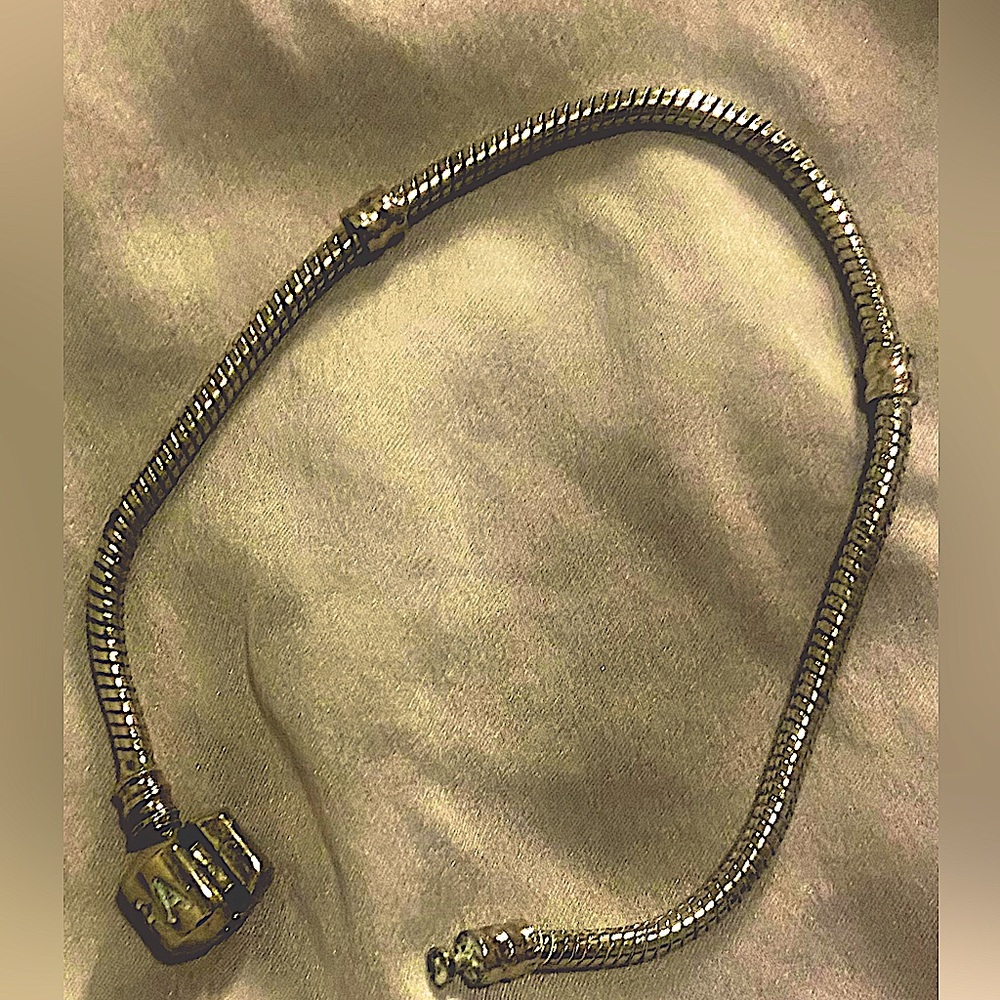 Pandora snake chain barrel clasp charm bracelet- PLUS 2 charms of your choice